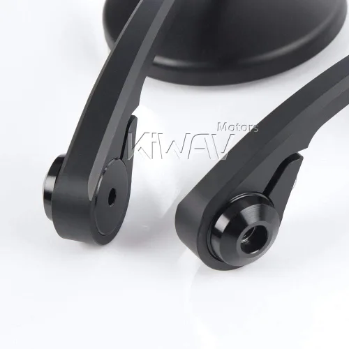 Vista 7 de KiWAV Espejos de extremo de barra de motocicleta Eclipse negro compatible con manillar roscado M6