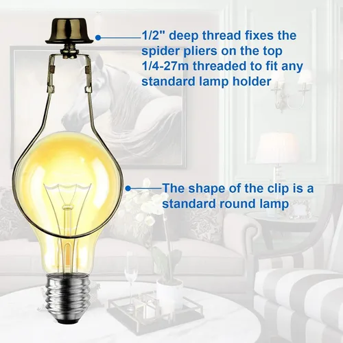 Vista 3 de WEAVERBIRD Lamp Shade Holder, Clip on Lampshade Adapter, Lamp Shade Light Bulb Clip Adapter, Spring Clip for Light Bulbs, Antique Brass