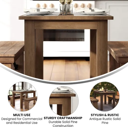 Vista 4 de Merrick Lane Jessamine - Mesa de comedor rectangular de 46 x 30 pulgadas de pino macizo