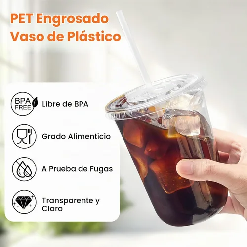 Vista 3 de Paquete de 50 tazas de café de plástico de 16 onzas con tapas