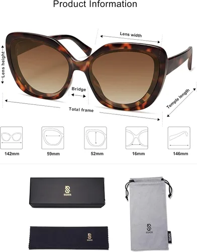 Vista 6 de SOJOS Gafas de sol cuadradas retro de gran tamaño para mujer persianas vintage gafas de sol grandes modernas y atrevidas de diseñador Sunnies SJ2256