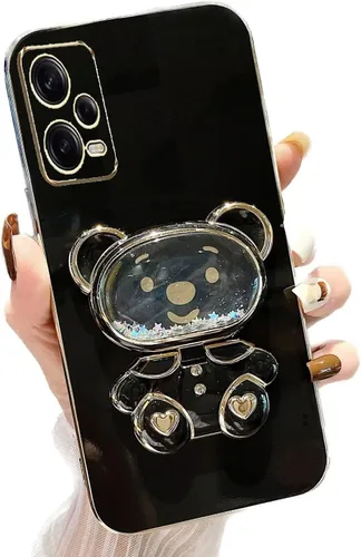 Vista 34 de Miagon Bear - Funda con soporte para espejo para Xiaomi Redmi A1, Quicksand Glitter Electroplated Soft TPU Protector Slim a prueba de golpes
