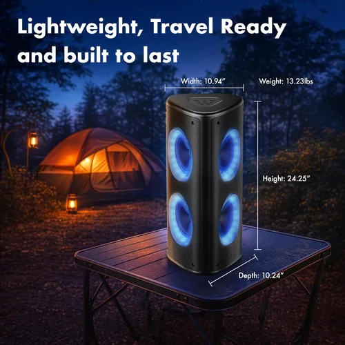 Vista 9 de Fisher Altavoces Bluetooth portátiles, altavoces estéreo, sistema inalámbrico Bluetooth, triángulo cuádruple de 6.5 pulgadas, doble potencia máxima
