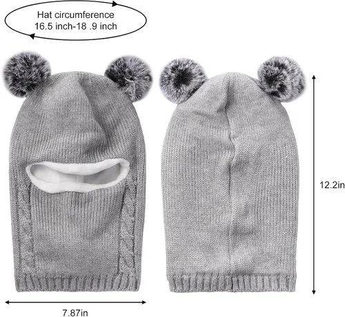 Vista 7 de Gorro de invierno de punto para bebés y niñas pequeños, bufanda con orejeras y capucha con forro polar