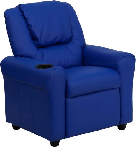 Vista 20 de Flash Furniture - Sillón reclinable contemporáneo para niños, color beige vinilo con base para vasos y reposacabezas