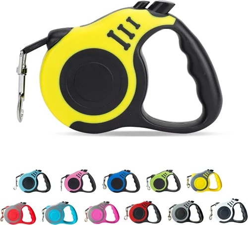 Vista 35 de Correa retráctil para perros pequeños y medianos, automática, telescópica, cinta para mascotas de 10/16 pies, duradera y práctica, con asa A1- rosa