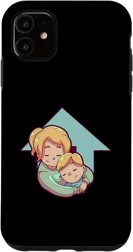 Vista 8 de iPhone 16 Mother And Child Illustration For Kids Case