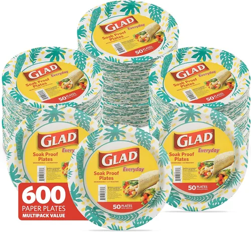Vista 8 de Glad - Platos de papel desechables cuadrados para todas las ocasiones
