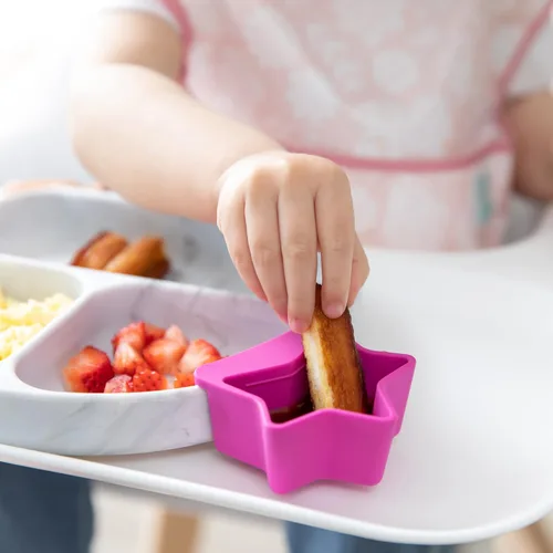 Vista 3 de Bumkins Baby Silicone Little Dippers, se fija a cuencos, platos y platos, taza de salsa, sostiene salsas, puré, coberturas, destete LED para bebés