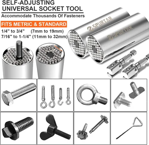 Vista 9 de Spurtar Juego de enchufes universales (11-32 mm 7-19 mm) para desenroscar cualquier perno Herramienta universal de enchufe multifunción