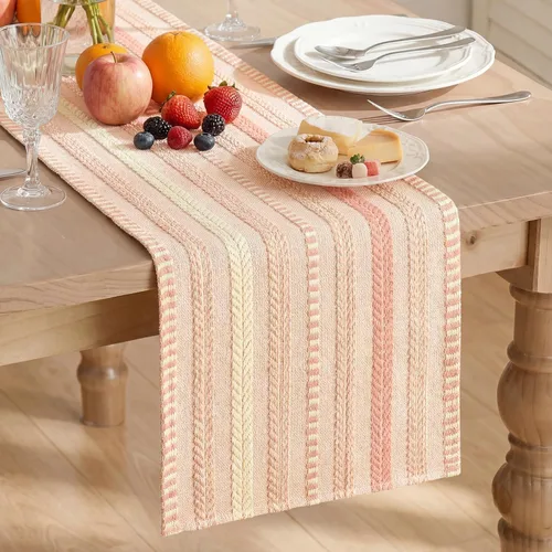 Vista 20 de Artoid Mode Camino de mesa tejido estilo granja verde ejército, decoración rústica de temporada festiva para la cocina y el comedor, para decoración