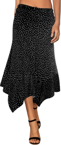 Vista 13 de DJT Falda midi con dobladillo tipo pañuelo fluido para mujer Negro