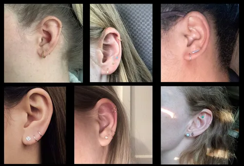 Vista 4 de Aretes de aro pequeños de oro de 14 quilates para orejas, cartílago, nariz o labios, 0.394in, Metal, no conocido