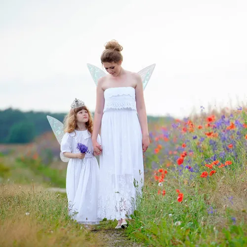Vista 6 de Conjunto de disfraz de alas de mariposa con alas de ángel brillante y bonitas orejas de elfo para Halloween fiesta de cosplay para niños niñas