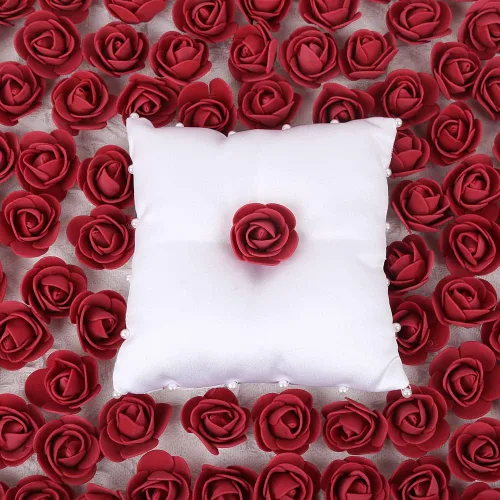 Vista 4 de 500 cabezas de rosas de espuma color burdeos, flores artificiales a granel para manualidades, ramos de boda, centros de mesa de baby shower