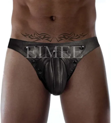 Vista 2 de Jock Strap-Soft y flexible de cuero para hombre tanga ropa interior de cuero para hombres 026