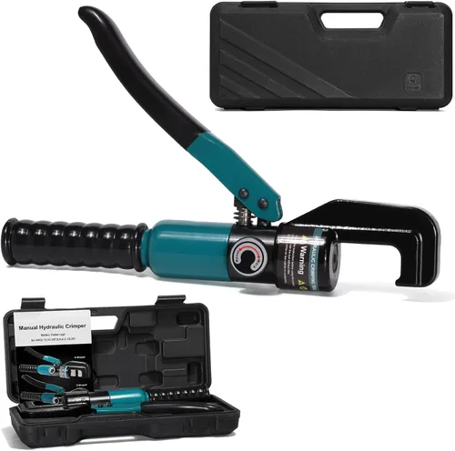 Vista 14 de Brileine Herramienta de prensado hidráulico de 10 toneladas con 9 troqueles, herramienta de crimpado de cable de batería y herramienta de engaste