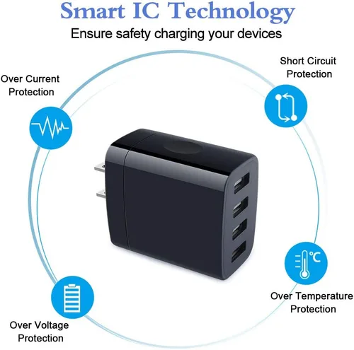 Vista 4 de Bloque de cargador para iPhone, 4.8A, cargador de pared USB, adaptador de corriente, cubo de carga, caja de ladrillo para iPhone 17e 17 16e 16 15 14