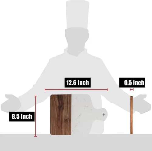 Vista 3 de Resafy Tabla de cortar de madera de acacia, tabla de cortar con bloque de carnicero, para tallar queso, para servir, adecuada para cocina