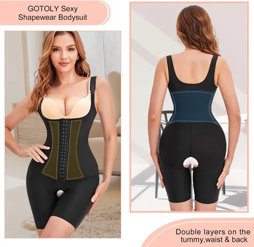 Vista 2 de Gotoly Body moldeador de cintura para mujer, control de abdomen, Fajas Colombianas, para entrenamiento de cintura, levantamiento de glúteos