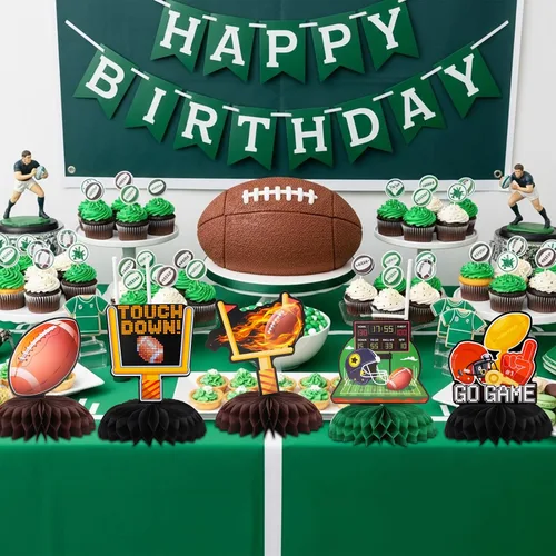 Vista 6 de TONIFUL Decoraciones para fiestas de fútbol, centros de mesa de panal de abeja, decoración de mesa de tiempo de juego, suministros de fiesta