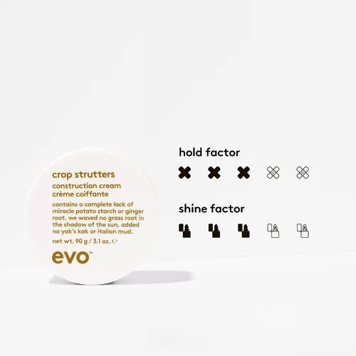 Vista 4 de EVO Crop Strutters - Crema para todo tipo de cabello - Definición, textura y pasta de sujeción media, 3.17 onzas Construction cream adds texture