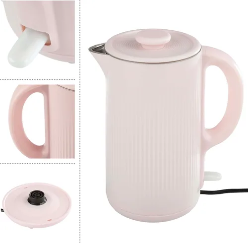 Vista 16 de Hervidor eléctrico – Calentador de agua de ebullición rápida con apagado automático con interior de acero inoxidable y construcción de doble pared