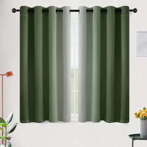 Vista 31 de SimpleHome Cortinas degradadas degradadas para oscurecer la habitación de 36 pulgadas de largo para dormitorio, con ojales y bloqueo de luz Negro