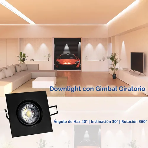 Vista 2 de POPANU Paquete de 6 luces empotrables LED cardán de 3 pulgadas, downlight Negro
