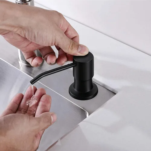 Vista 2 de Dispensador de jabón para fregadero de cocina, bomba dispensadora de jabón para debajo del fregadero, buena ventosa, tubo de extensión de 47 Negro