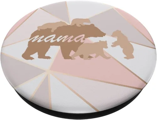 Vista 2 de Mama Bear Pop Socket 4 Cubs Soporte de teléfono rosa mujeres mamá regalos – PopSockets Grip y soporte para teléfonos y tabletas, Negro