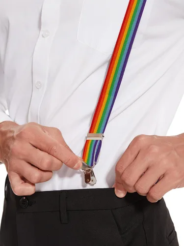 Vista 57 de habibee Color sólido para hombre en forma de Y con clips fuertes tirantes ajustables