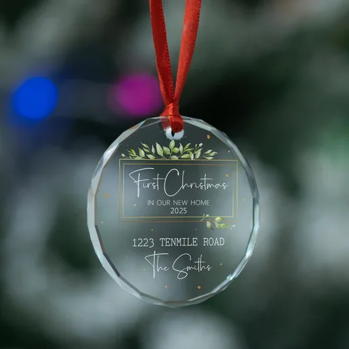 Vista 7 de Adorno personalizado para el nuevo hogar 2025 – Decoración de recuerdo de cristal, primera Navidad en nuestra casa, primer adorno de apartamento