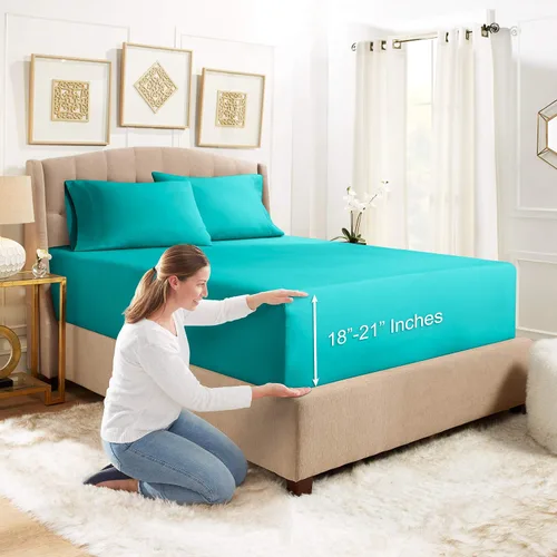 Vista 11 de Empyrean Bedding - Sábanas bajeras tamaño Queen, con sábana de cajón extra profunda – Juego de sábanas bajeras extra profundas, de 24 pulgadas