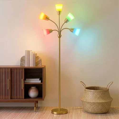 Vista 11 de Brightech Medusa - Lámpara de pie LED moderna – Lámpara de pie de múltiples cabezales para salas de estar y oficinas – Lámpara alta con pantalla