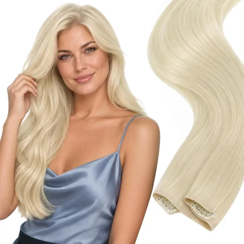 Vista 32 de Ve Sunny Extensiones de cabello humano real con clip balayage, color marrón castaño degradado a rubio, 12 pulgadas, 5 unidades, 2.82 onzas