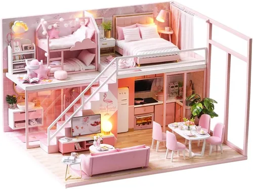 Vista 12 de TuKIIE Kit de Casa de Muñecas en Miniatura DIY con Muebles, Escala 1:24 Habitación Creativa Mini Casa de Muñecas de Madera Accesorios Más A Prueba