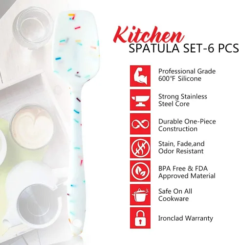 Vista 7 de SHEbaking Juego de espátulas de silicona para freidora de aire y muffins, juego de 6 piezas