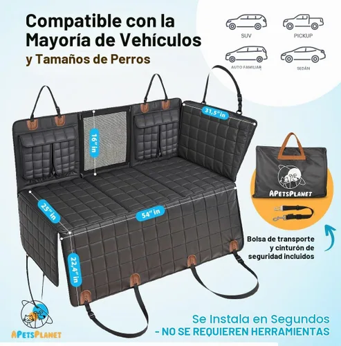 Vista 4 de APetsPlanet Funda de asiento de automóvil para perro para asiento trasero con parte inferior dura, extensor de asiento trasero impermeable