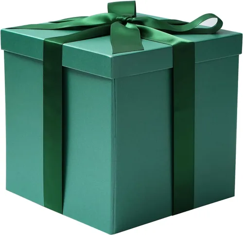 Vista 13 de RUSPEPA Caja de regalo mediana negra con tapas, cinta y papel de seda, caja de regalo plegable perfecta para cumpleaños, graduación, día del padre