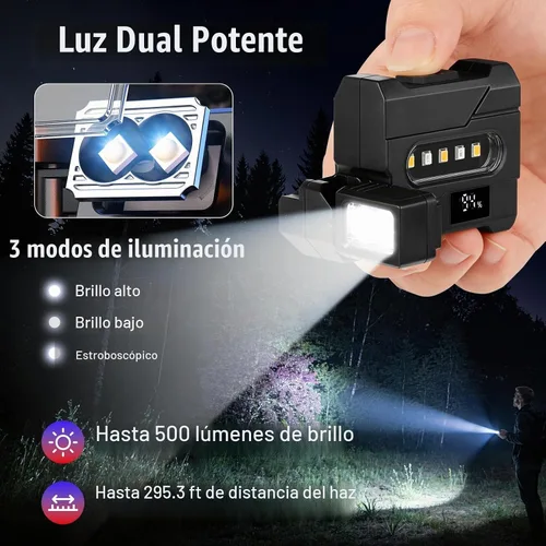 Vista 2 de Linterna EDC recargable de 500 lúmenes con cabezal de lámpara