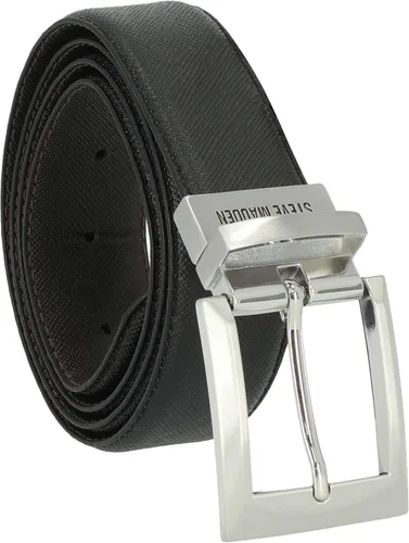 Vista 12 de Steve Madden Cinturón de cuero reversible para hombre, casual, para todos los días Marrón/Negro