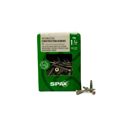 Vista 4 de SPAX Tornillos de madera de acero inoxidable con cabeza plana exterior de 1-1/2 pulgadas, diseño Torx T-Star Plus (155 EA) broca de 1 libra incluida