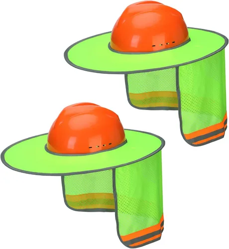 Vista 15 de Casco Industrial UNCO con Protector Solar, Verde, Visera Completa y Estándar de Malla, Alta Visibilidad Reflectante, Accesorio para Casco Duro