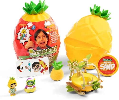 Vista 2 de RYAN'S WORLD Island Adventures - Huevo de piña misterioso - Nueva aventura tropical para Ryan y sus fans - Contiene 4 micro figuras misteriosas