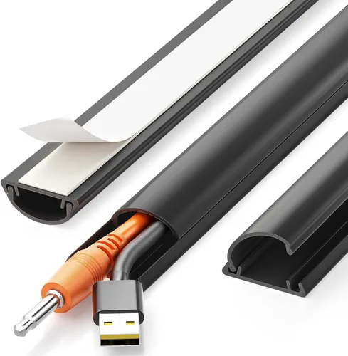 Vista 11 de Kit de ocultación de cables Delamu para pared con adhesivo, cubierta de alambre de múltiples funciones, 42.5 pulgadas para ocultar cables en Blanco