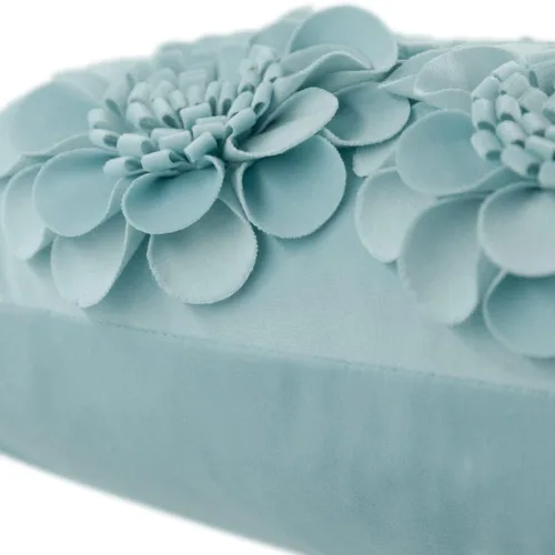 Vista 6 de JWH Fundas de cojines decorativos con flores 3D hechas a mano, estéticas, fundas de almohadas de acento floral, fundas de almohada de terciopelo Azul