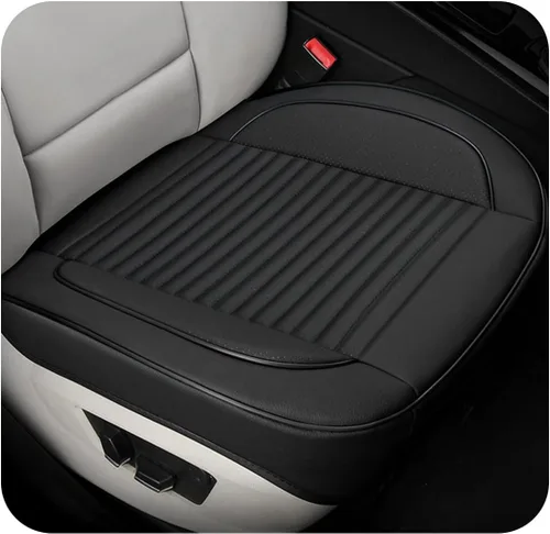 Vista 12 de Funda de cuero para asiento de automóvil, funda de cojín de cuero para asiento delantero y inferior con bolsillo de almacenamiento, protector
