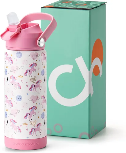Vista 23 de Botella de Agua Choco Mocha para Niños para la Escuela, Botella de Agua Aislada para Niños de Acero Inoxidable para Niños, 14 Oz Camión Monstruo