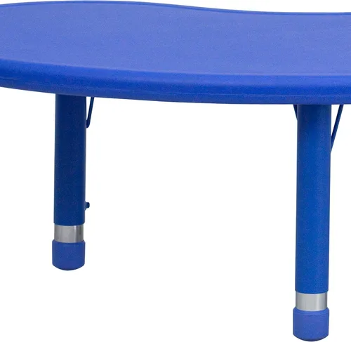Vista 9 de BizChair Mesa de actividades ajustable de altura de plástico azul media luna 35x65